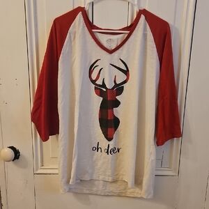 St. John's Bay Red and White Raglan Shirt